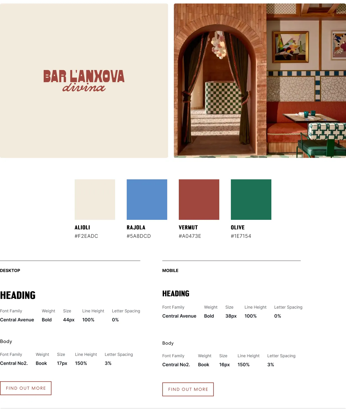 Bar l'Anxova Divina brand system and website design