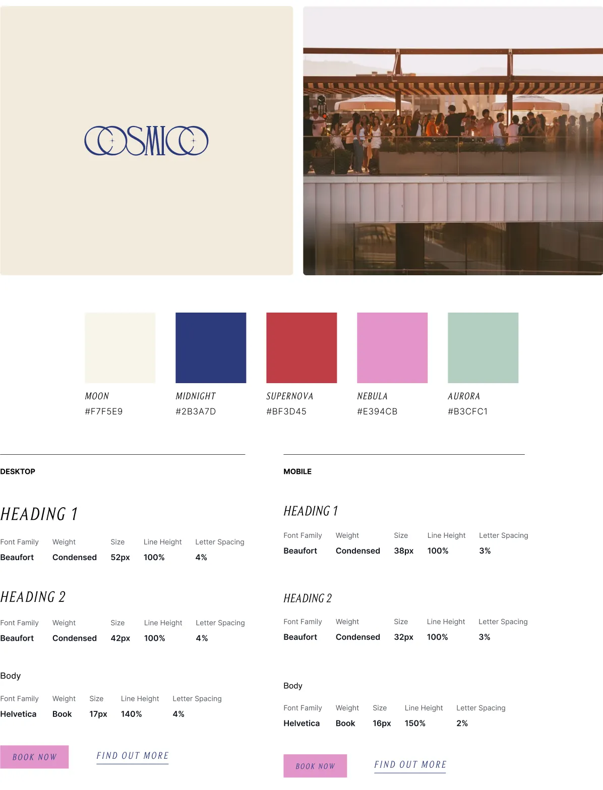 Cosmico brand system and website design