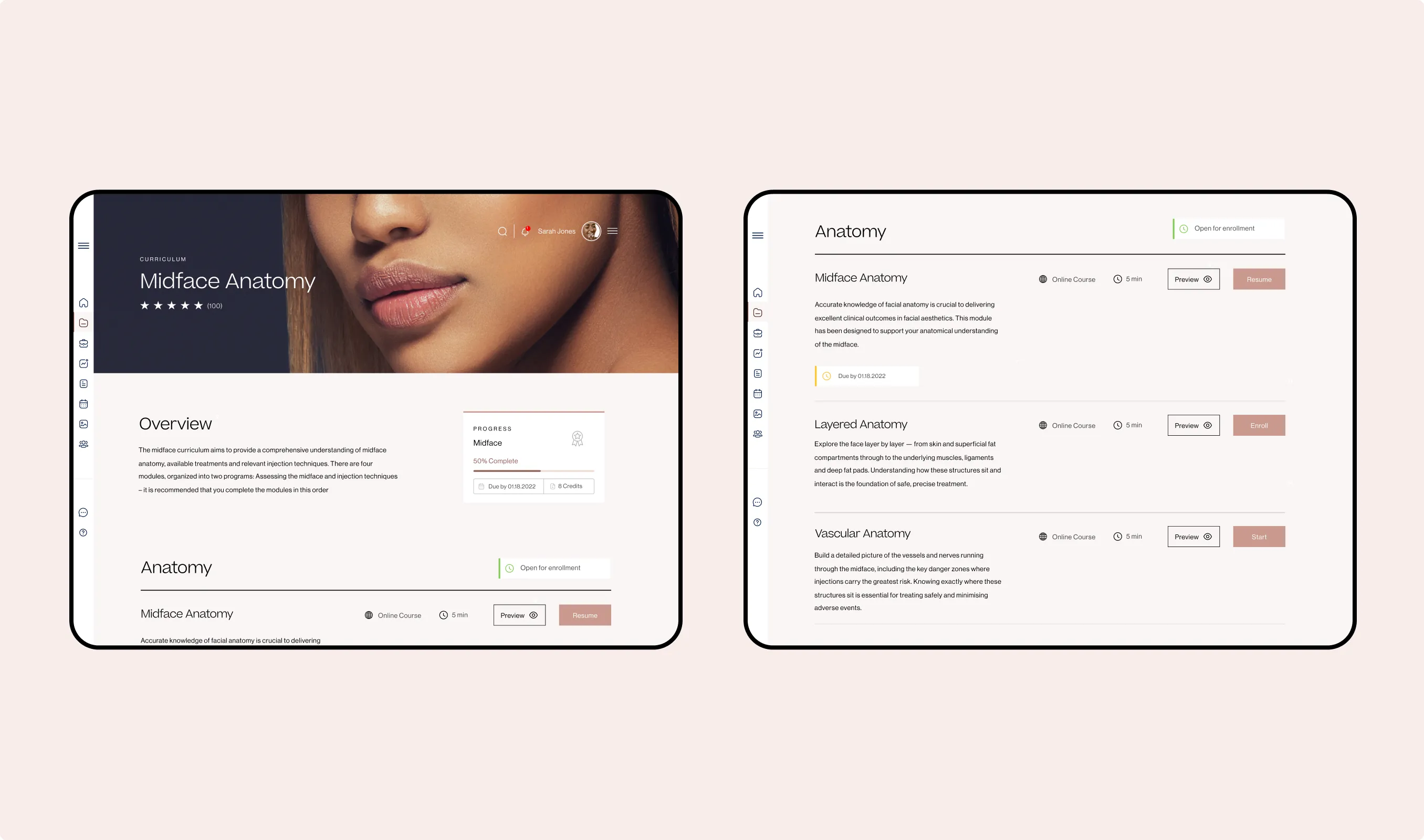 Anatomy curriculum pages on iPad