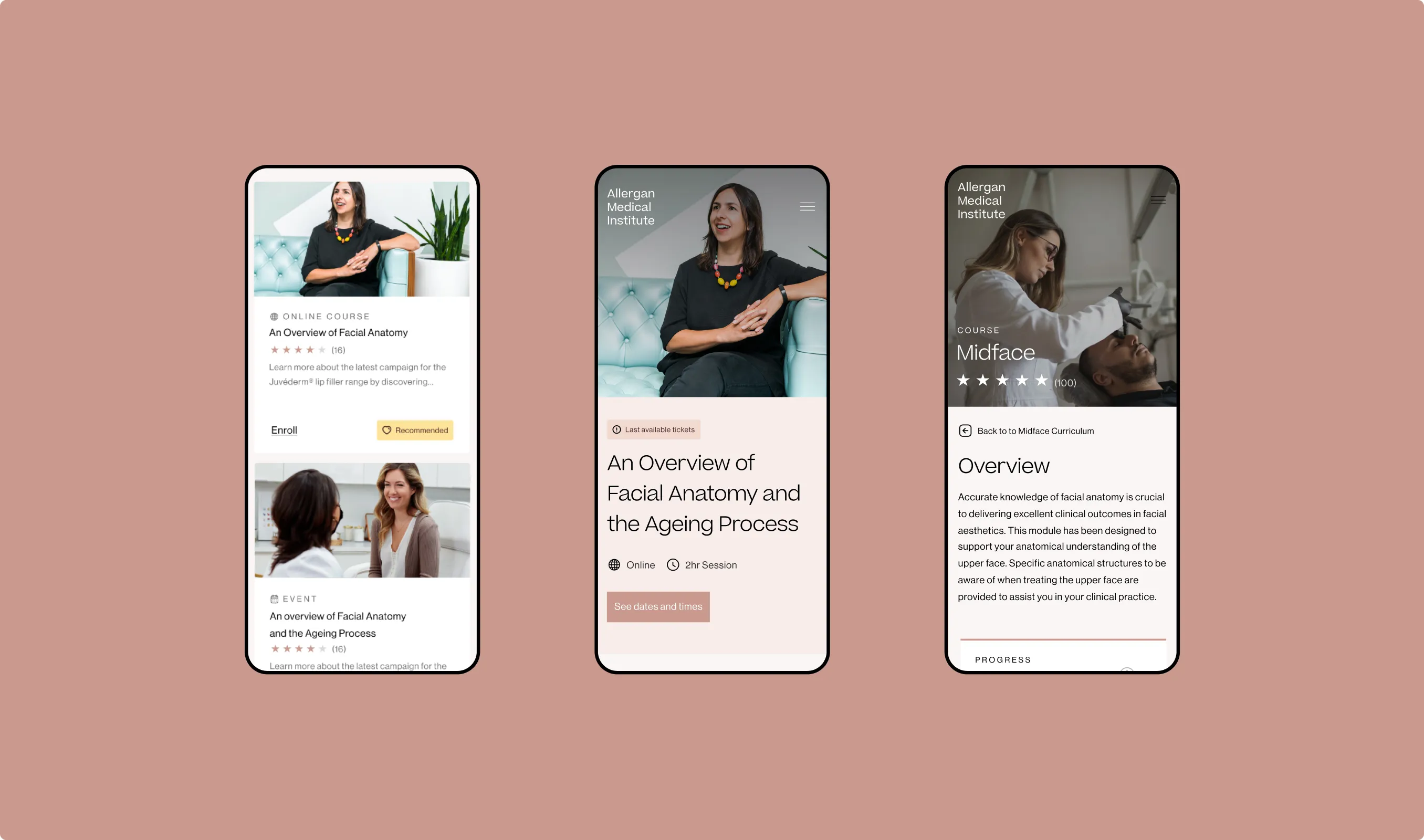 Course pages on mobile