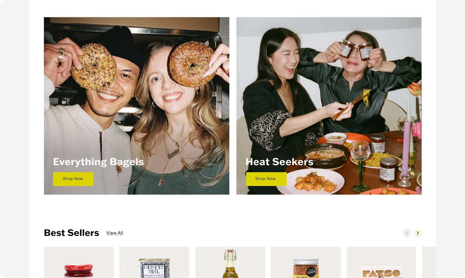 Editorial banners on the landing page