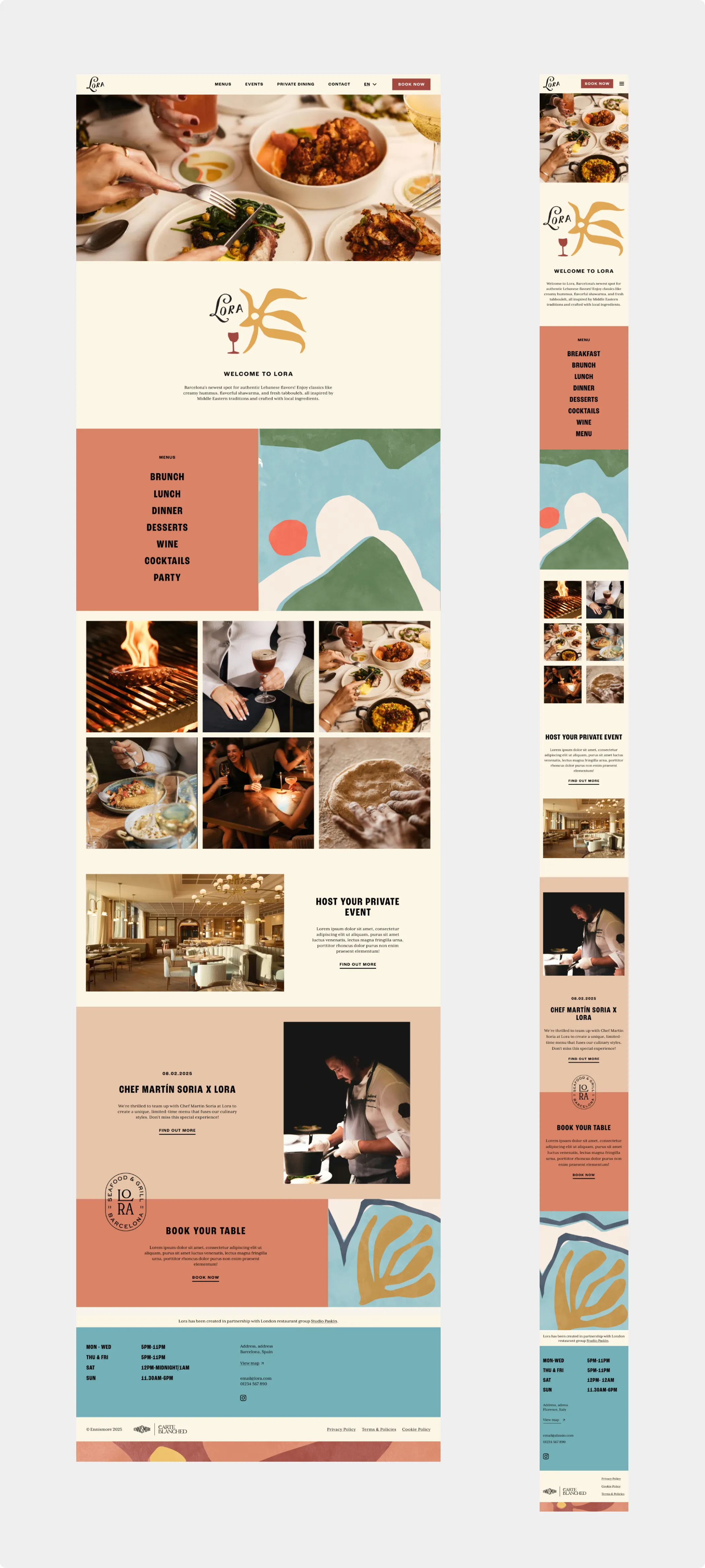 Lora website design, desktop and mobile