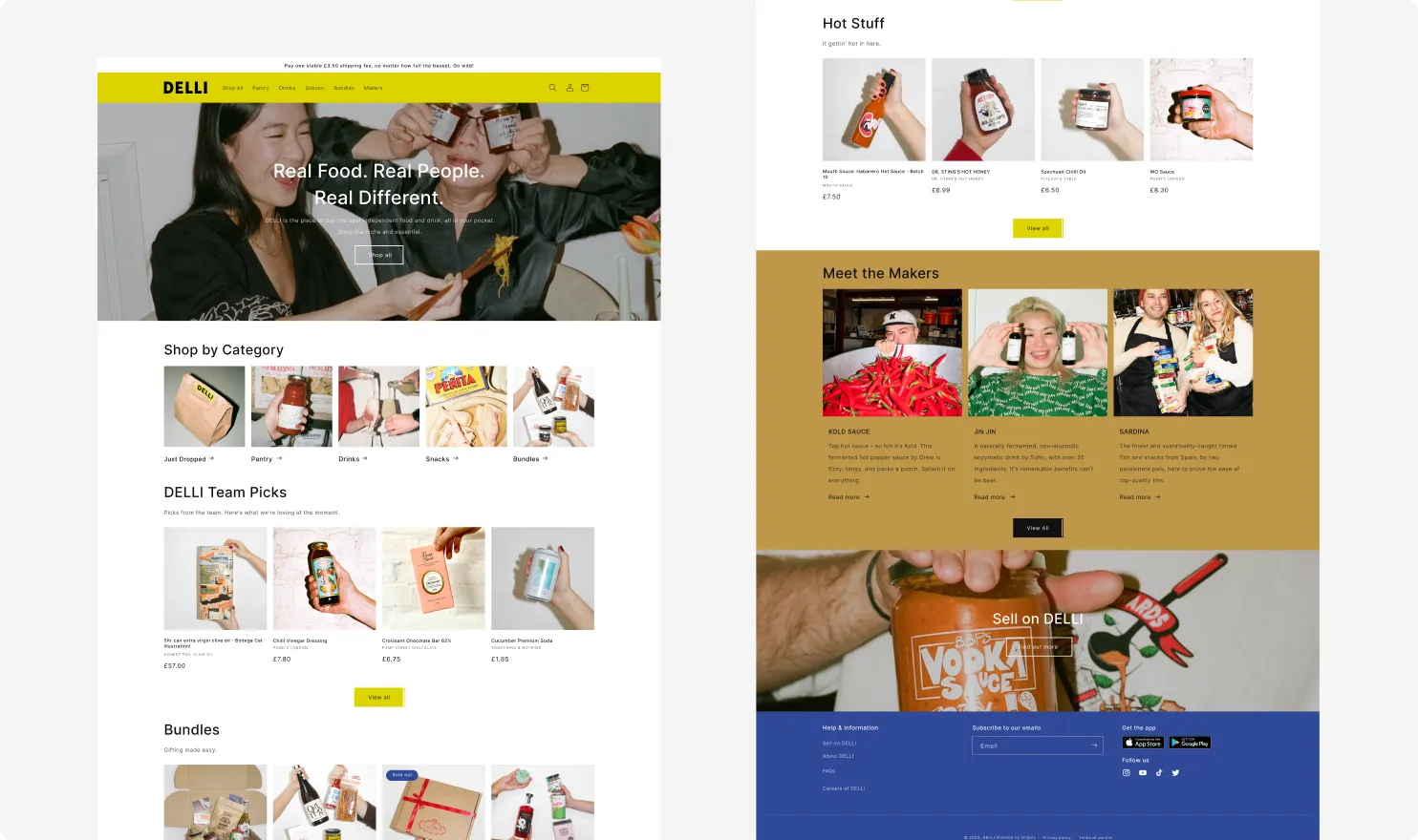 Delli's initial landing page